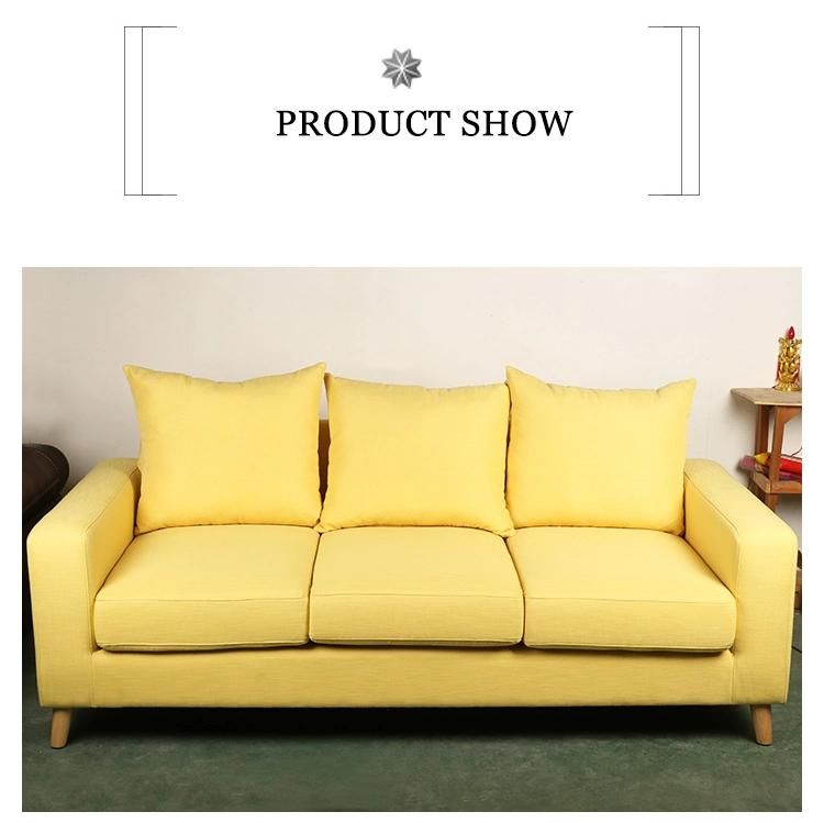 Living Room Yellow Design Big Fabric Corner Sofa