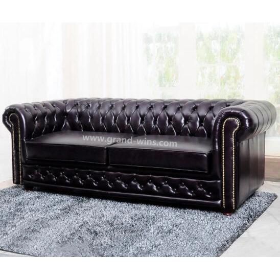 Luxury Leather Chesterfield Sofa Set for Hotel Bedroom
