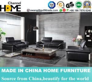 Modern Living Room Black Genuine Leather 1+2+3 Sofa (HC259)