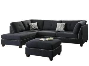 Black Color L Shape Sectional Fabric Sofa (L07)