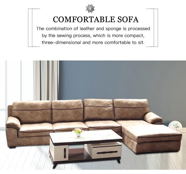 Leather L Shape Home Furniture Living Room Sofa