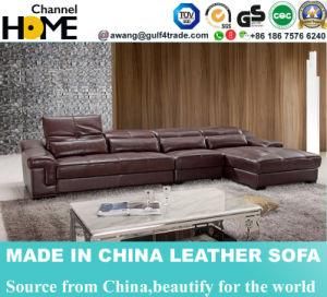 High Quality Modern Furniture Brown Grnuine Leather Corner Sofa (HC3006)