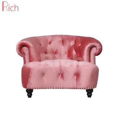 Modern Lobby Furniture Chesterfield Design One Seater Velvet Sofa