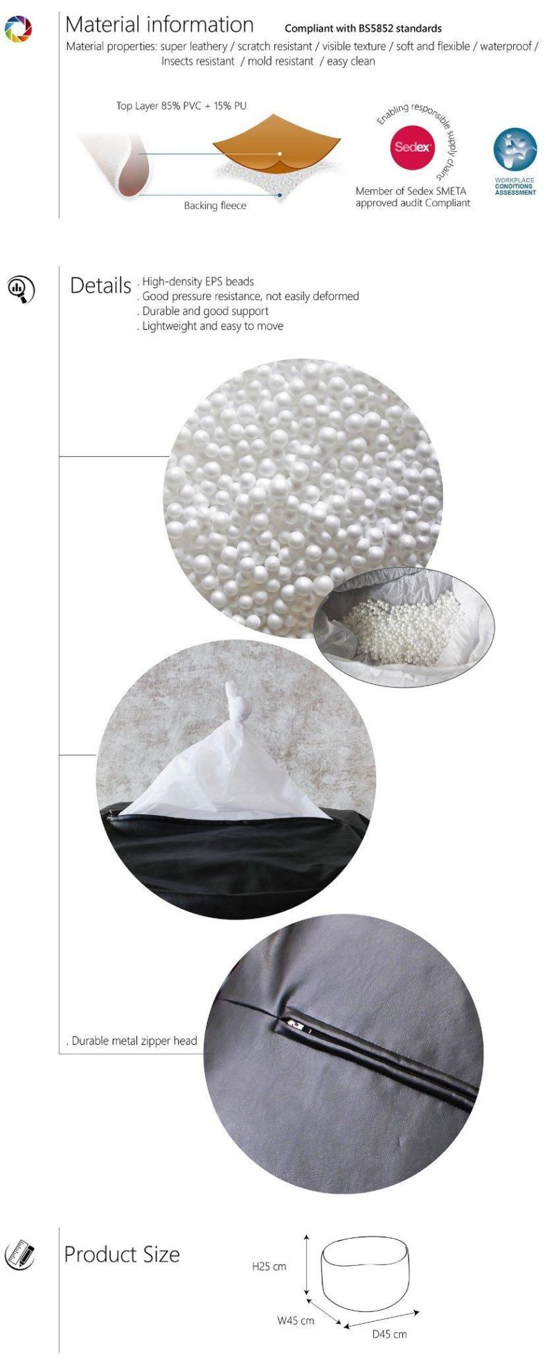 Comfortable Footstool Bean Bag Sofa