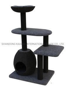 Paper Rope Post Cat Tree with Cave and Sofa