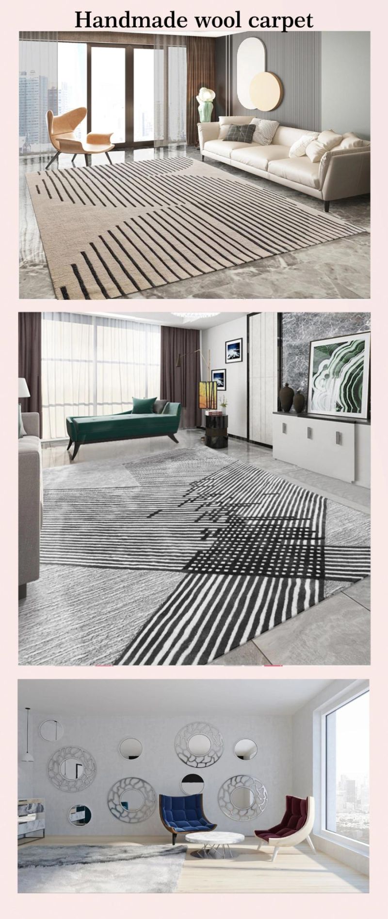American Wool Carpet Living Room Sofa Coffee Table Blanket Carpet