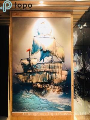 Colored Glazing Glass Sailboat Wall Art Glass Painting (MR-YB17-828)