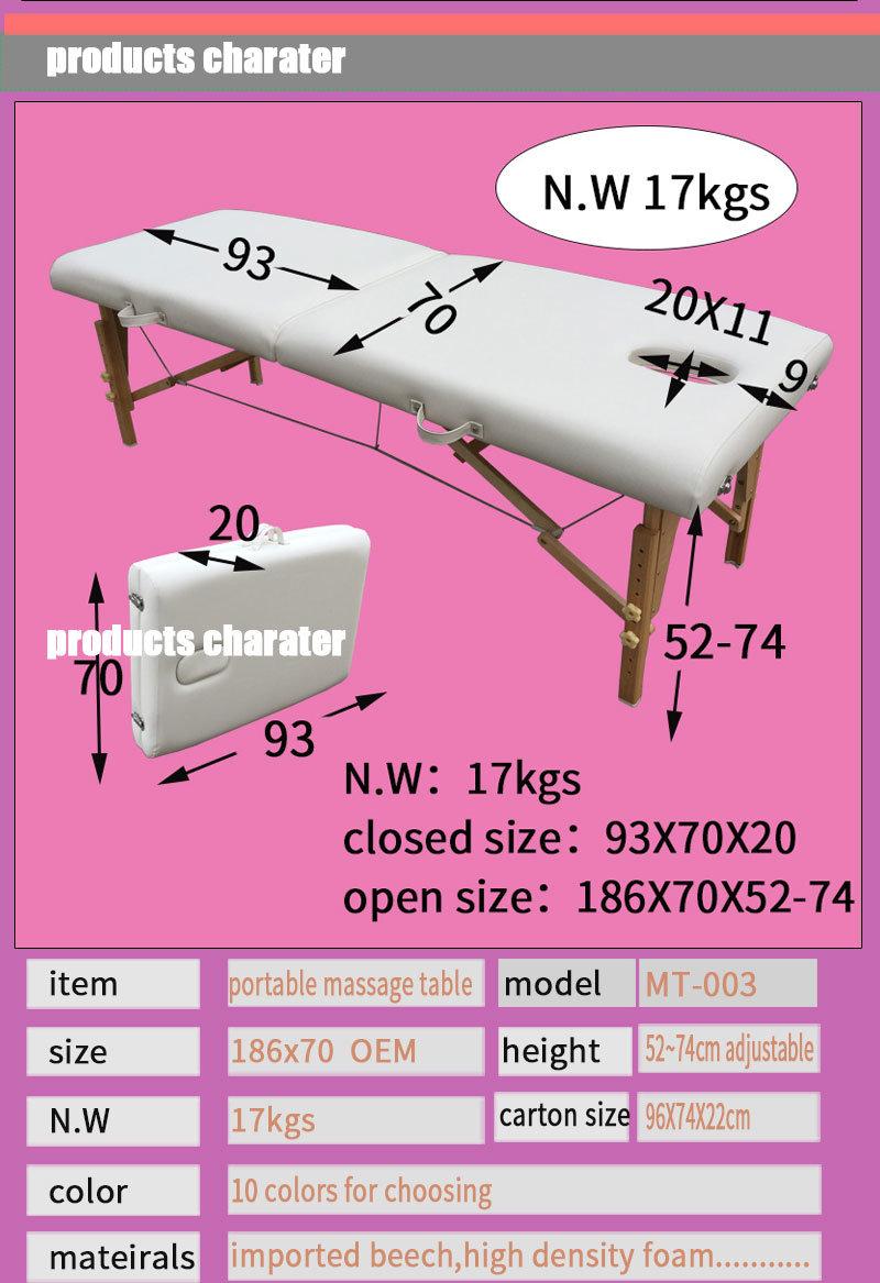 Portable Wooden Massage Table Massage Bed Massage Couches Mt-003