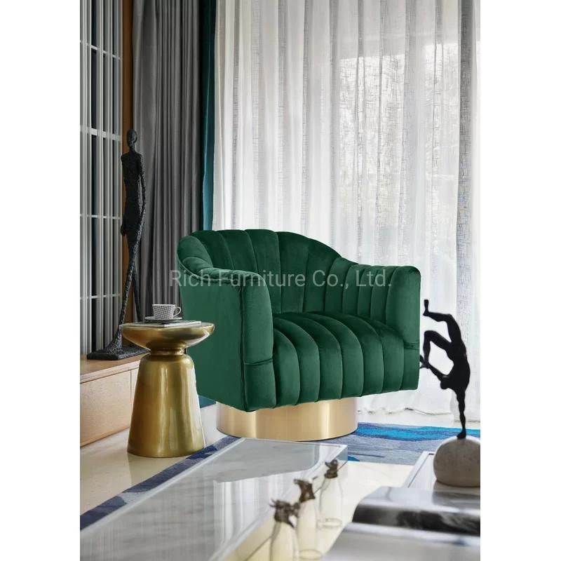 Golden Brass Metal Leg Sofa Chair Home Furniture for Living Room Armchair Fabric Velvet Leisure Couch