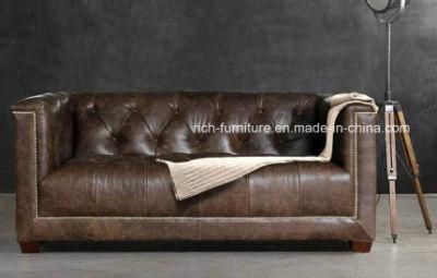American Style Living Room Sofa (Vintage Leather)