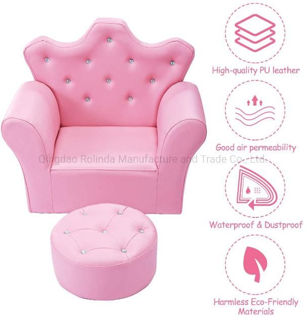 Hot Sale Cute Kids Sofa Armrest Chair Couch Children Toddler Birthday Gift W/ Ottoman