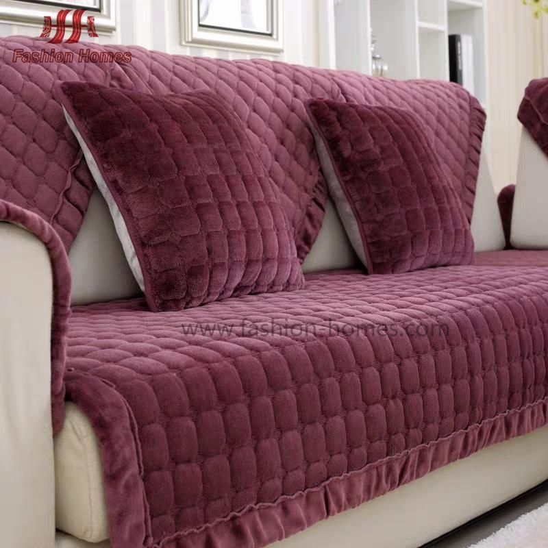 Classic Luxury Velvet Embroidered Ruffle Pinping Sofa Cover
