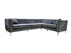 Living Room L-Shape Velvet Fabric Sofa Set