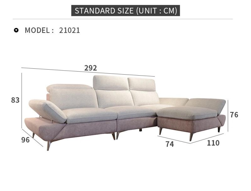 Best Sale 3 Seater Antique Gray Genuine Fabric TV Corner Sofa
