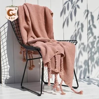 Knitted Wool Throw Blanket for Beds with Tassel Chunky Knit Blankets Sofa Plaid Christmas Decoration for Home