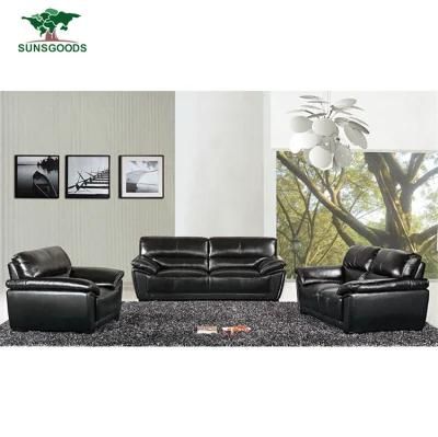 New Modern Black Classic Design China Couch Wood Frame Leather Sofa Furniture