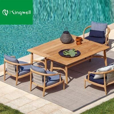 Wholesale Teak Wood Furniture Rope Sofa Garden Sets Outdoor Patio Sofa Foe Hotel