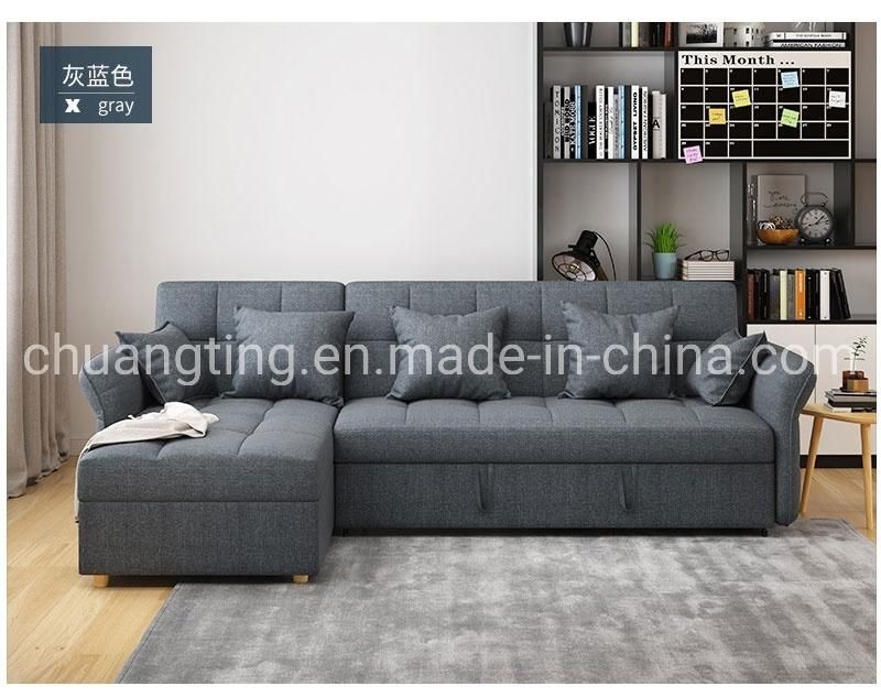 Portable Folding Sofa Bed Solid Wood Frame Convertible Sofa Three Seat Sofa Cum Bed for Living Room