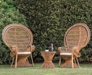Outdoor Rattan Chair Southeast Asia Individual Character Rattan Makes up Peacock Princess Single Person Tall Back Rattan Chair Sofa