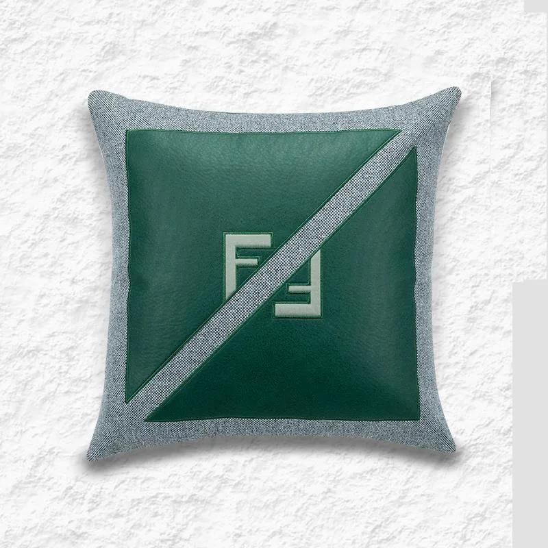 100 Polyester Fabric and Leather Fabric Make Style of Pillow