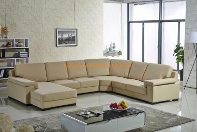 Modern Big Corner U Shape Home Furniture Top Grain Leather Fabric PU PVC Living Room Sofa Set