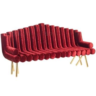 Brass Legs Flute Sofa Couch American Furniture Luxury Modern Style Living Room Luxury Red Velvet Couch Crushed Velvet Sofa