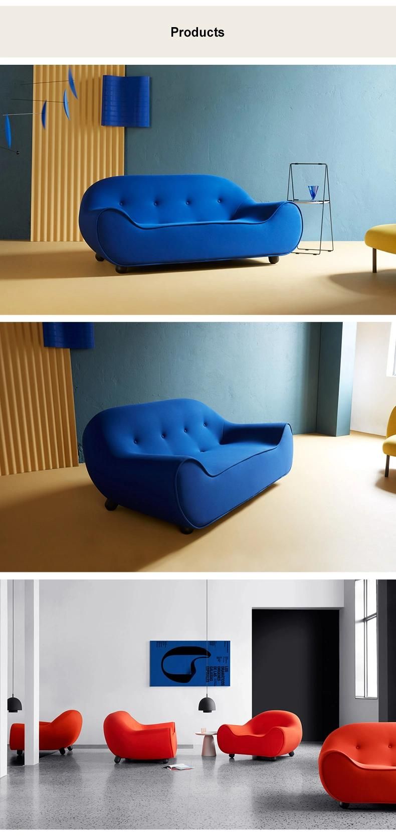 Home Furniture 2 Seat Sofa Set High Back Fabric Leisure Fabric Sofa