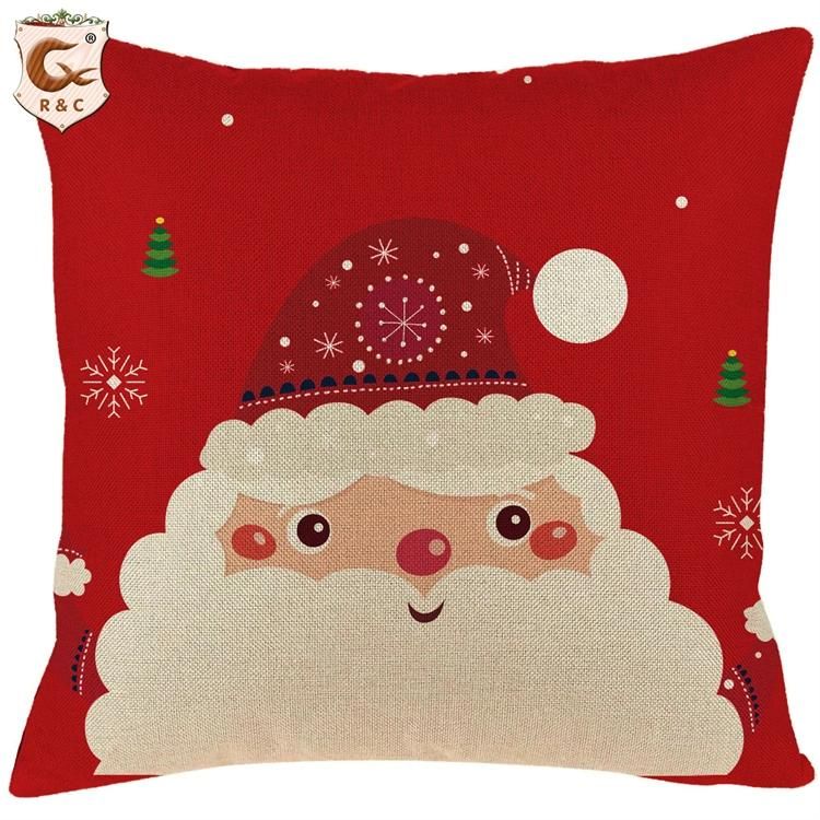 Hot Selling Custom Sofa Pillow Covers Red Funny Christmas Cushion Cover