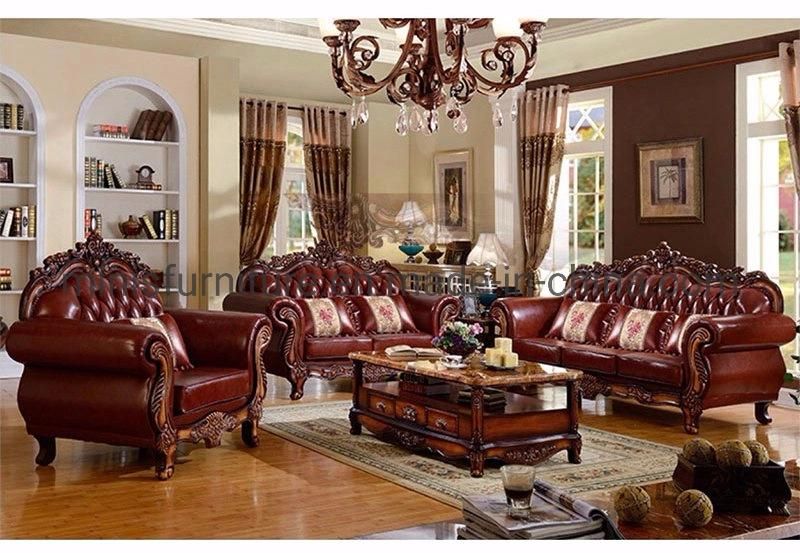 (MN-SF115) Hotel/Home Living Room Furniture European Wood White Leather 1+2+3 Sofa Set