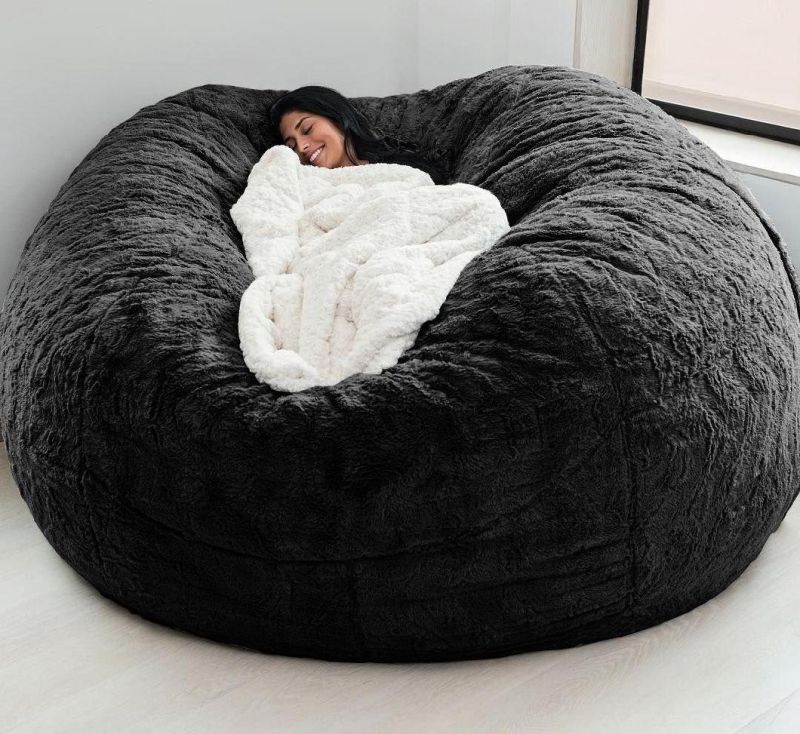 Extra Large 6FT 7FT Bean Bag Chair Soft Foam Stuffed with PV Fleece and Suede Fabric Sofas Lazy Sofa Bed No Foam Filling