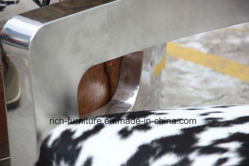 Aluminum Armrest Sofa Brown Vintage Leather Sofa