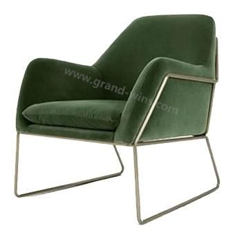 Ins Popular Designer Velvet Stainless Steel Frame Armchair