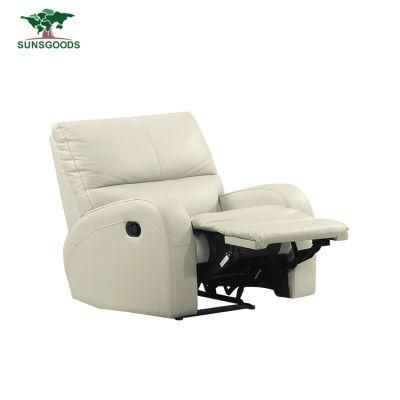 White Color PU Leather Manual Recliner Leather Chesterfield Living Room Furniture Sofa Set
