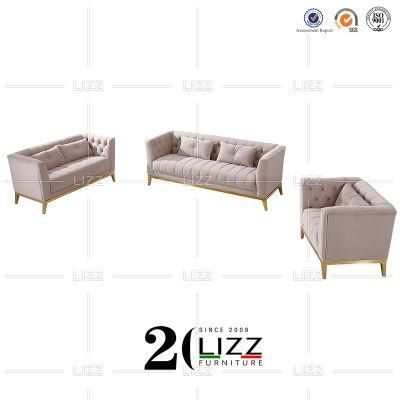 Classic European Style Home Living Room Sofa Chesterfield Velvet Fabric Couch