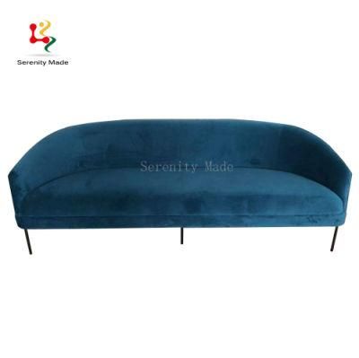 Club Lounge Area Two Seater Velvet Sofa with Black Steel Legs