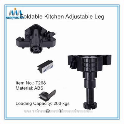 T268 Foldable Cabinet Feet in ABS Plastic Screw on 90-180mm