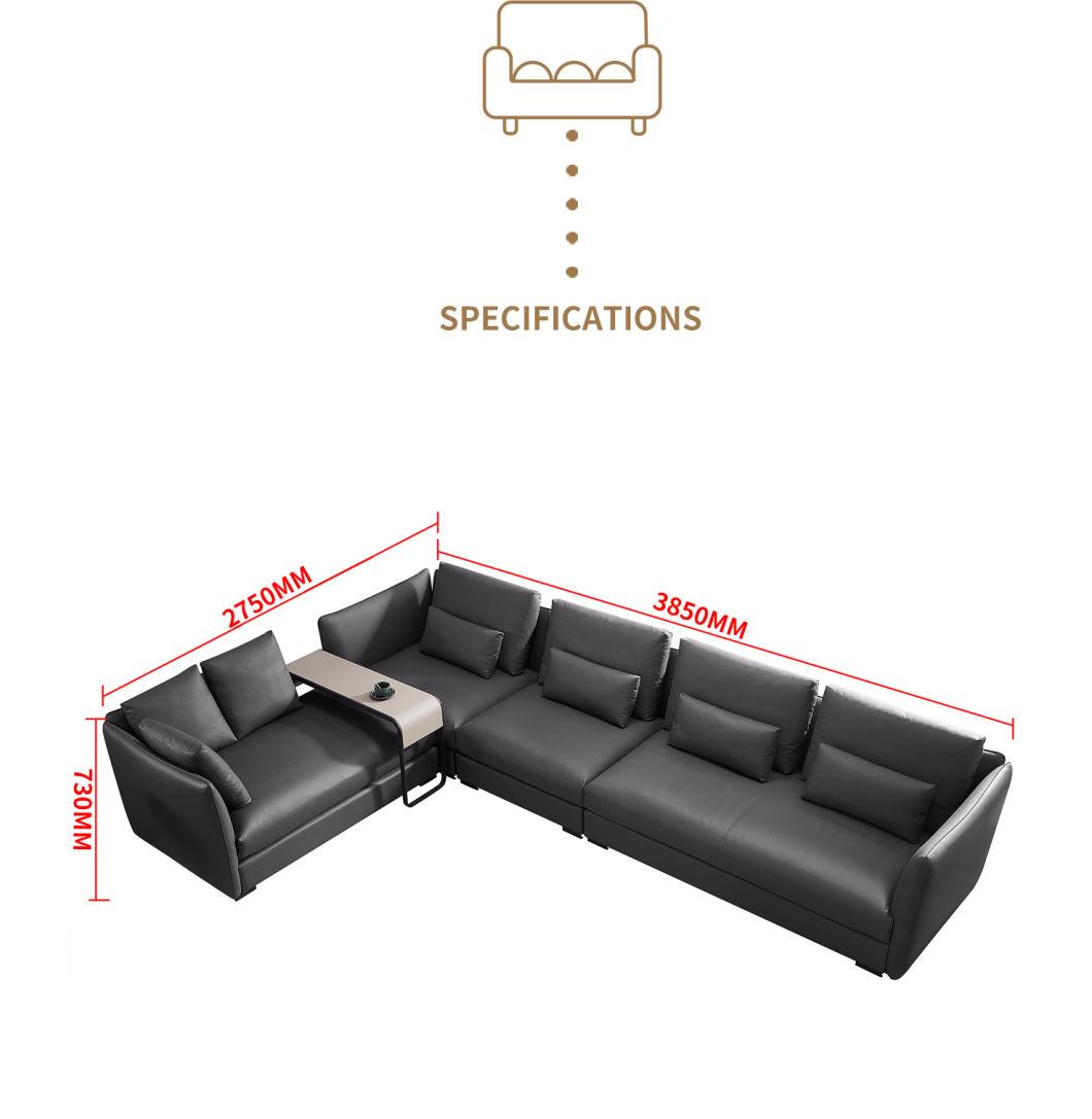 Modern Top Napa Cowhide Home Hotel Fabric Sofa Set Sectional Sofa L Shape Customize Furniture