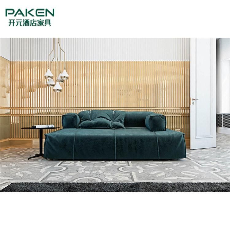 Luxury Dark Green Fabric Italy Design 3 Seater Sofa and Ottoman for Villa Living Room