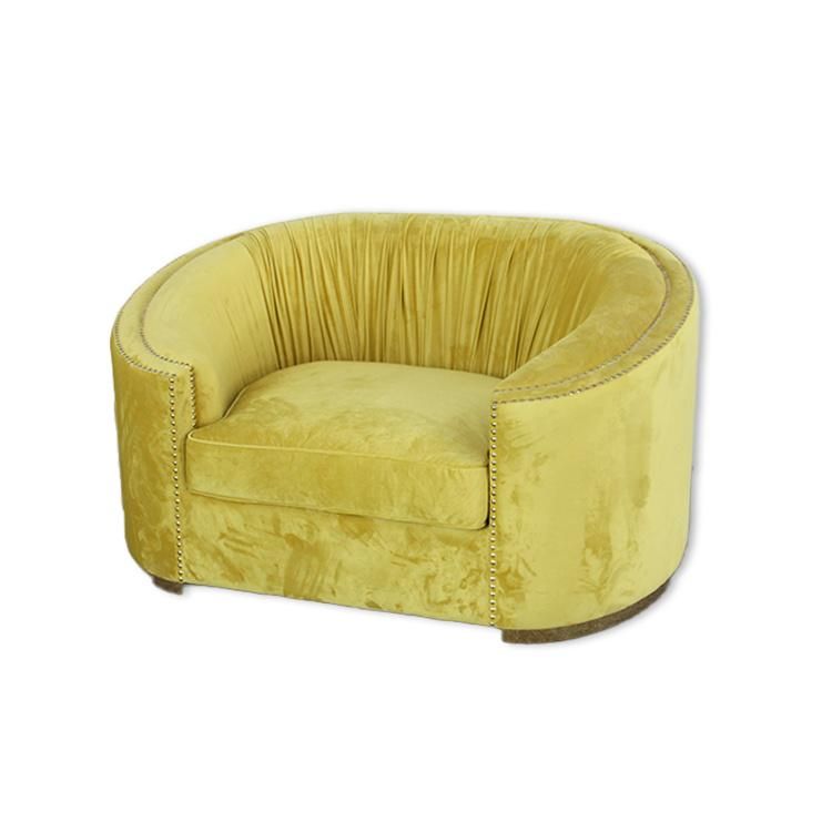 Factory Custom Furnitures Living Room Furniture Single Seater Sofa with Gold Stainless Steel Base