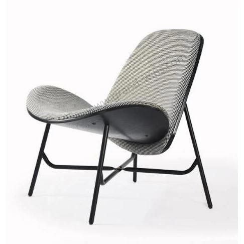 Shell Chair for Hotel Wooden Shell Metal Leg Lobby Chair