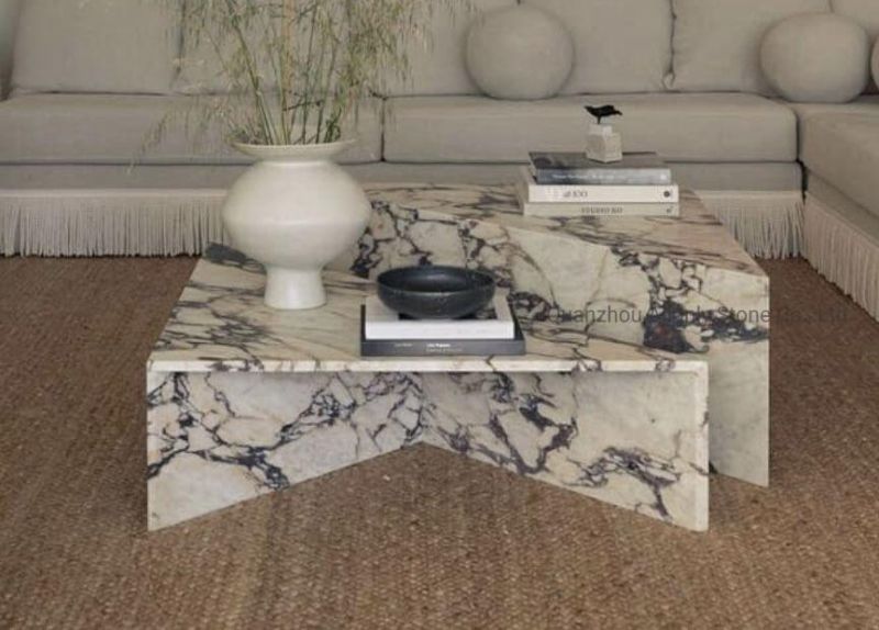 Modern Home Livingroom Hotel Furniture Nordic Travertine Marble Stone Coffee Table