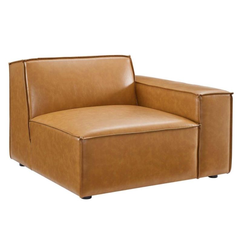 Full Genuine Top Grain Leather Baxter Square Sofa 3 Seats