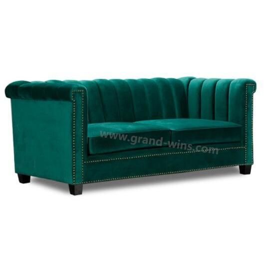 Living Room Pleated Back Sofa Fabric Couch