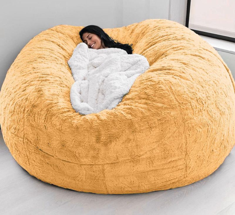 Extra Large 6FT 7FT Bean Bag Chair Soft Foam Stuffed with PV Fleece and Suede Fabric Sofas Lazy Sofa Bed No Foam Filling