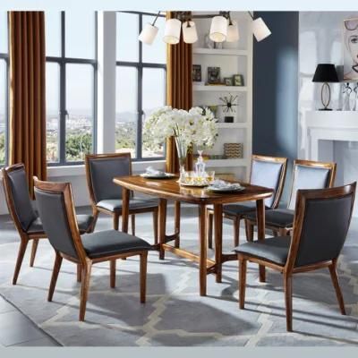 Modern Dining Table with Leather Sofa Chairs for Home Furniture