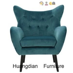 Modern Luxury Hotel Lobby Furniture Solid Wood Frame Deep Green Velvet Sofa