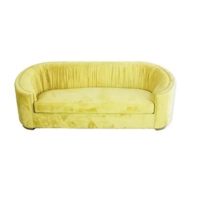 Factory Custom Furnitures Living Room Furniture Three Seater Sofa with Gold Stainless Steel Base