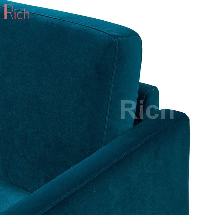 Hotel Event Blue Fabric Velvet Home Leisure Furniture Fabric Sectional Corner Sofa Couch