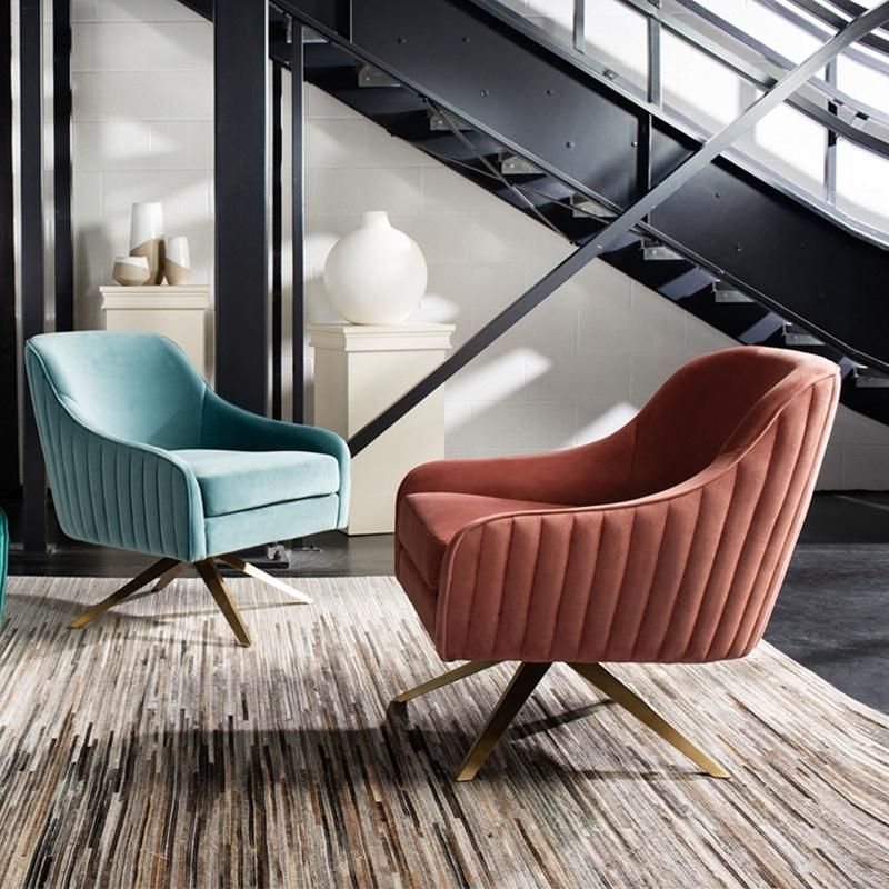 Modern Rotary Chair Coffee Shop Living Room Bedroom Fabric Sofa Chair