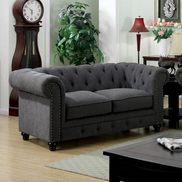 Simple 2 Seat Household Living Room Sofa Chesterfield Loveseat Sofa in Dark Teal